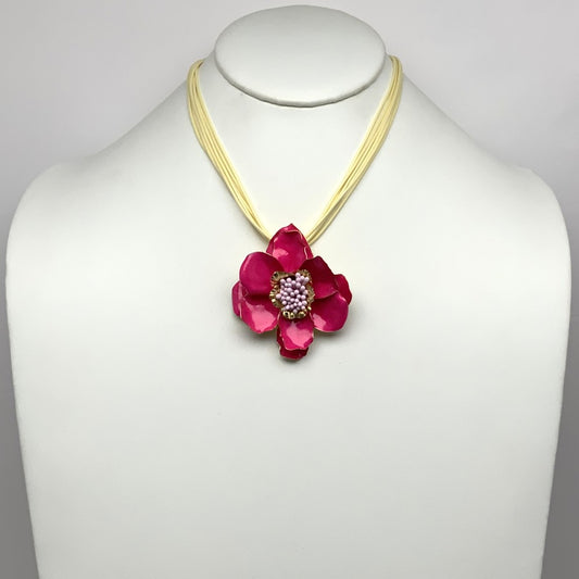 Metal Flower Layered Cord Necklace