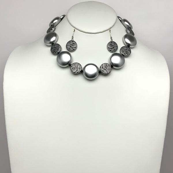 Zebra Beaded Chunky Necklace