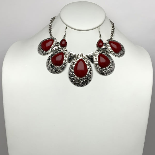 Teardrop Stone Statement Necklace