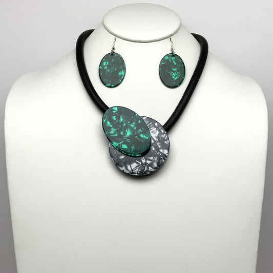 Magnetic Oval Circle Necklace Set