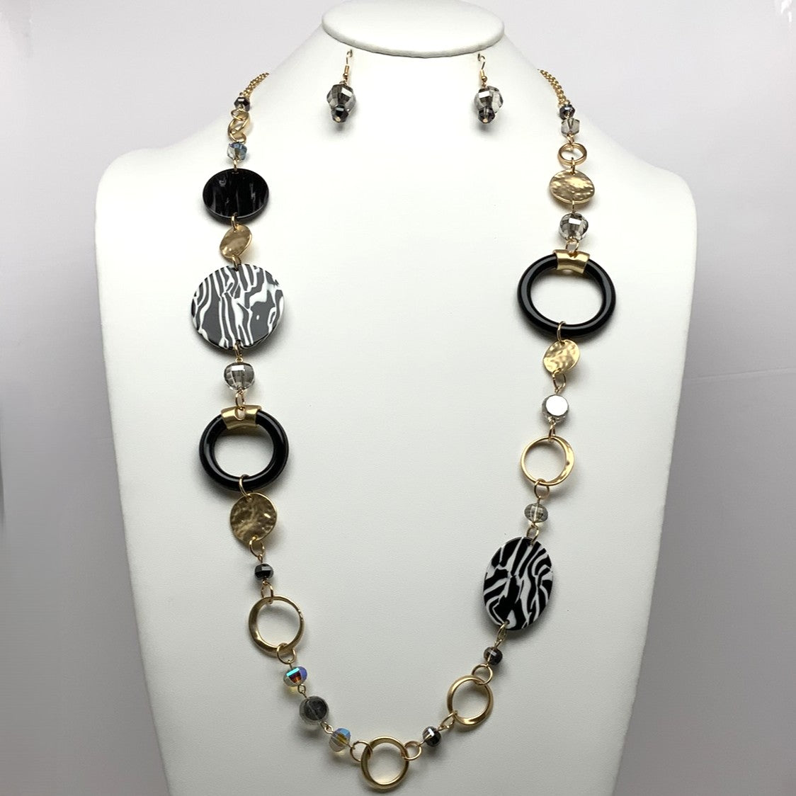Lucite and Rhinestone Link Necklace Set