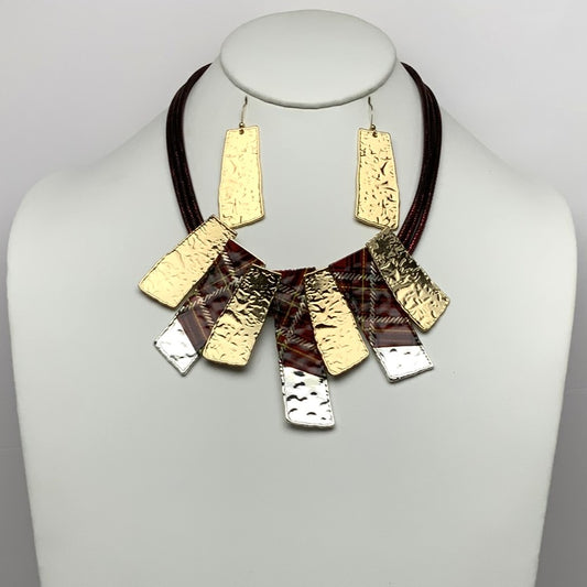 Metal Bib w/ Print Necklace
