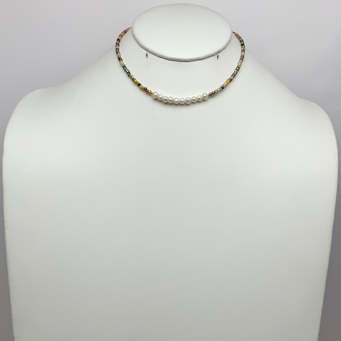 Beaded w/Pearls Choker Necklace