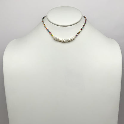 Beaded w/Pearls Choker Necklace