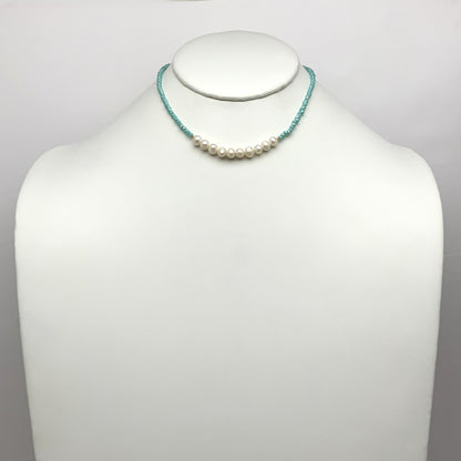 Beaded w/Pearls Choker Necklace