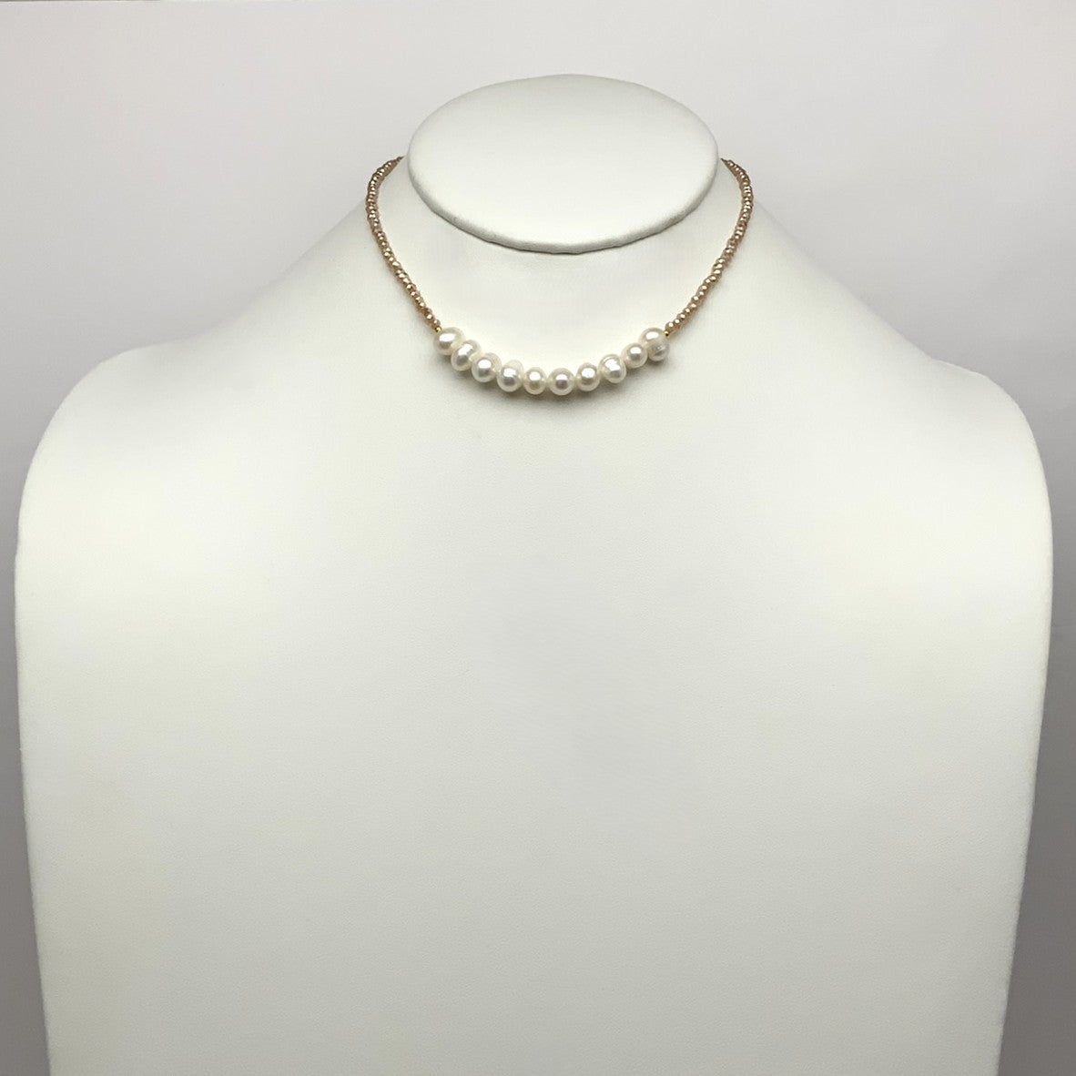 Beaded w/Pearls Choker Necklace
