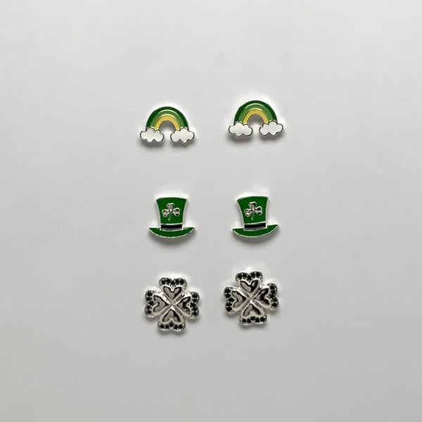 Rainbow Clover Saint Patrick Day Earrings Sets