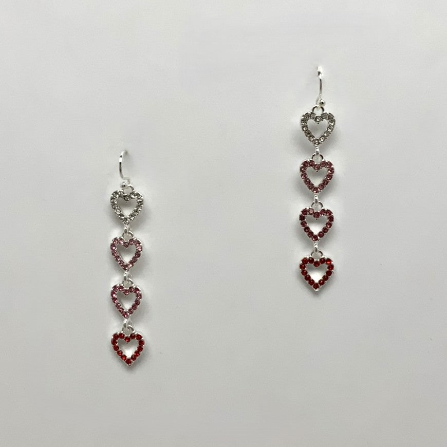 Ombre Bling Heart Drop Earrings