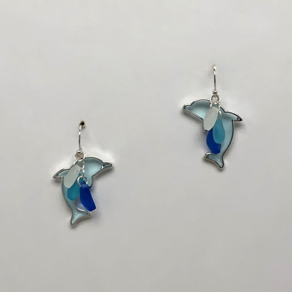 Sea Glass Dolphin Earrings