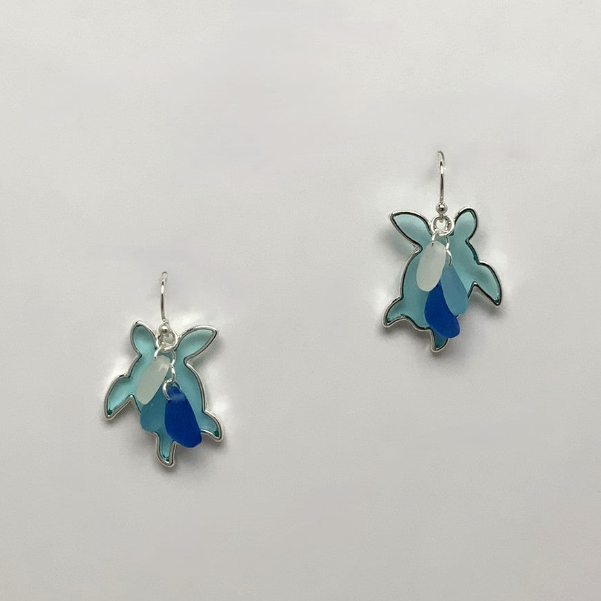 Sea Glass Turtle Earrings