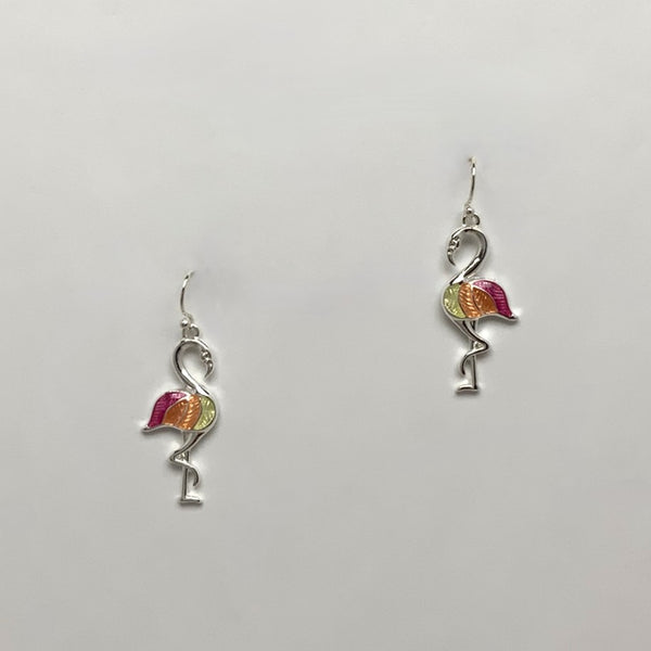Pink Multicolored Flamingo Earrings