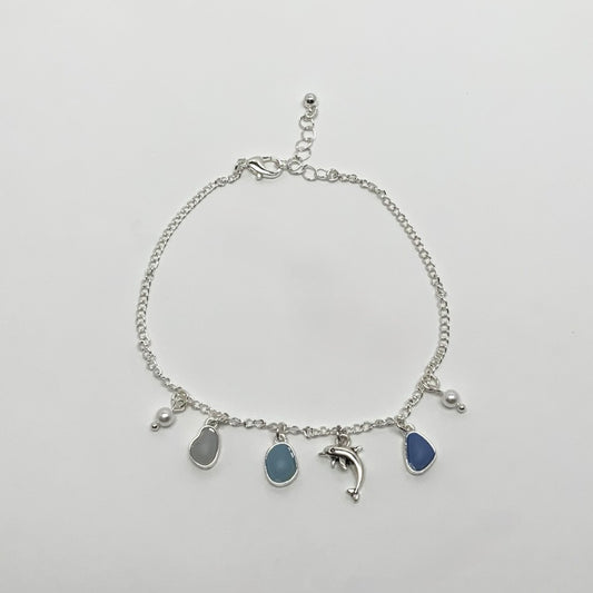 Sea Glass Charms w/Dolphin Anklet