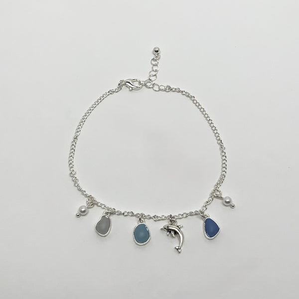 Sea Glass Charms w/Dolphin Anklet