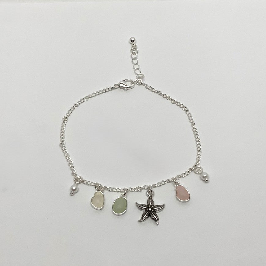 Sea Glass Charms w/Starfish Pendant