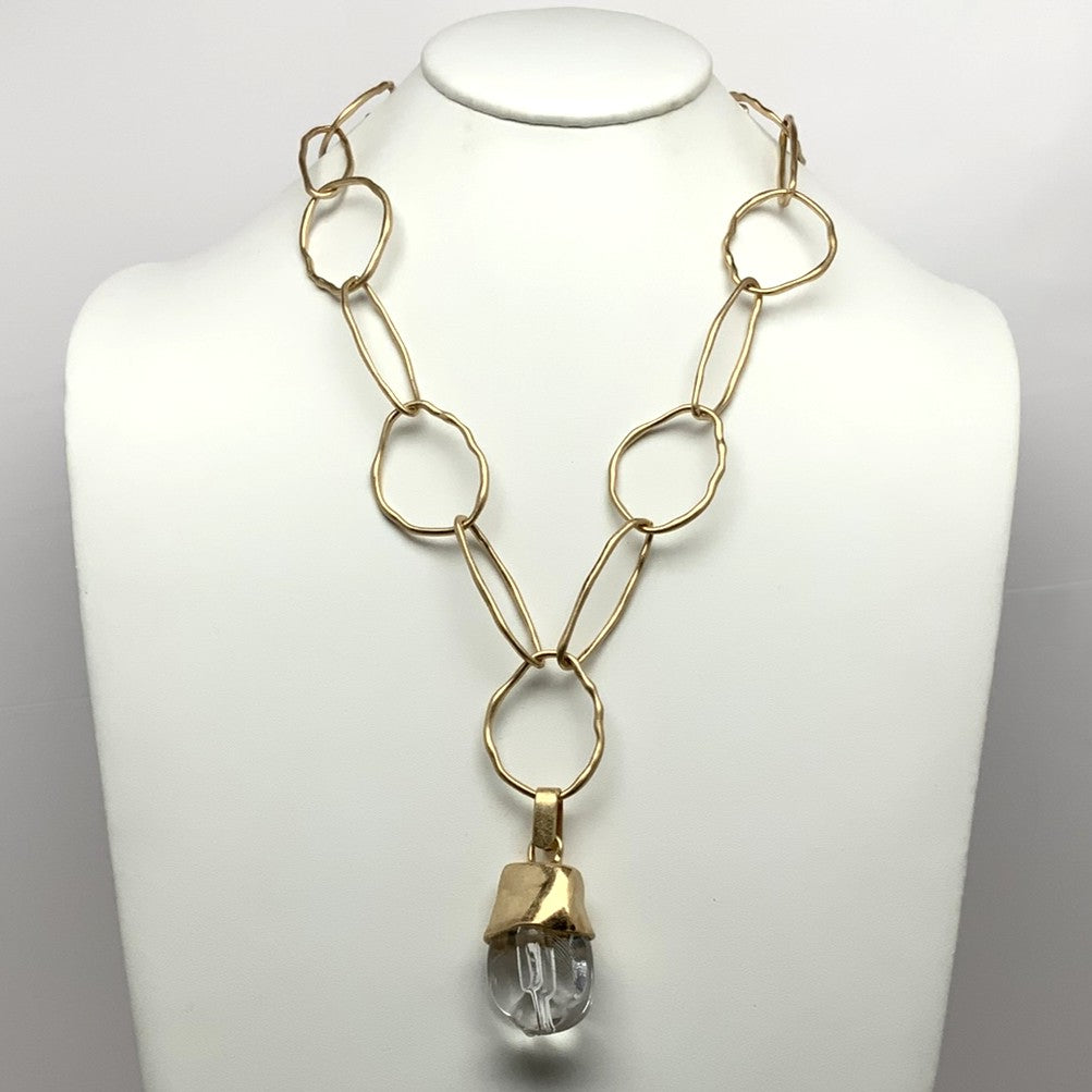 Rustic Chain Lucite Pendant Necklace