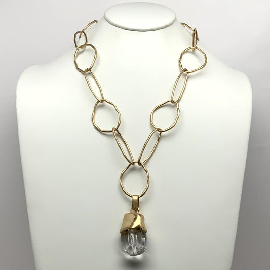 Rustic Chain Lucite Pendant Necklace