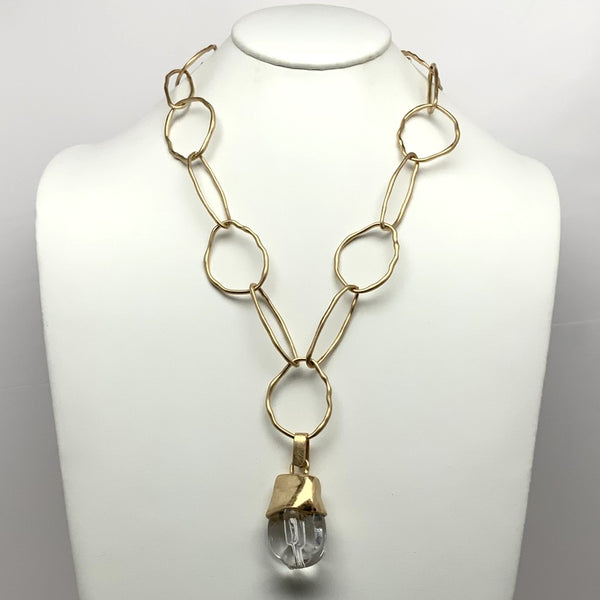 Rustic Chain Lucite Pendant Necklace