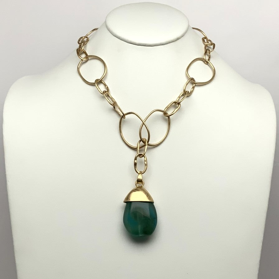 Adjustable Metal Chain Lucite Necklace