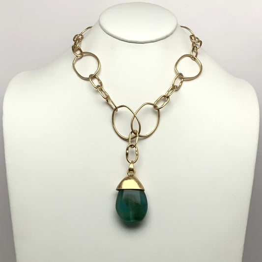 Adjustable Metal Chain Lucite Necklace