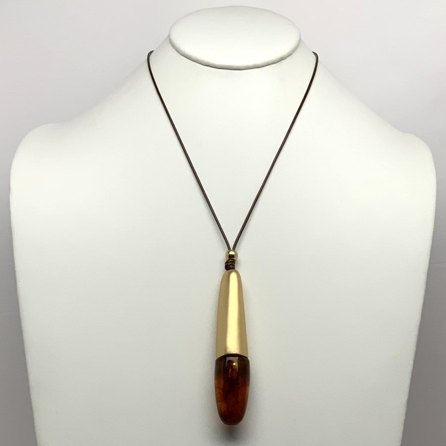 Lucite Drop Pendant Adjustable Cord Necklace