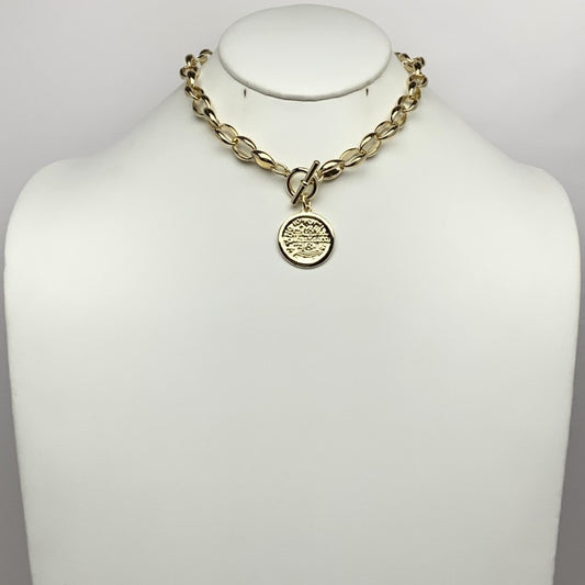 Thick Chain Toggle Coin Necklace