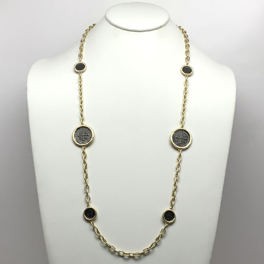 Long Matte Coin Chain Necklace