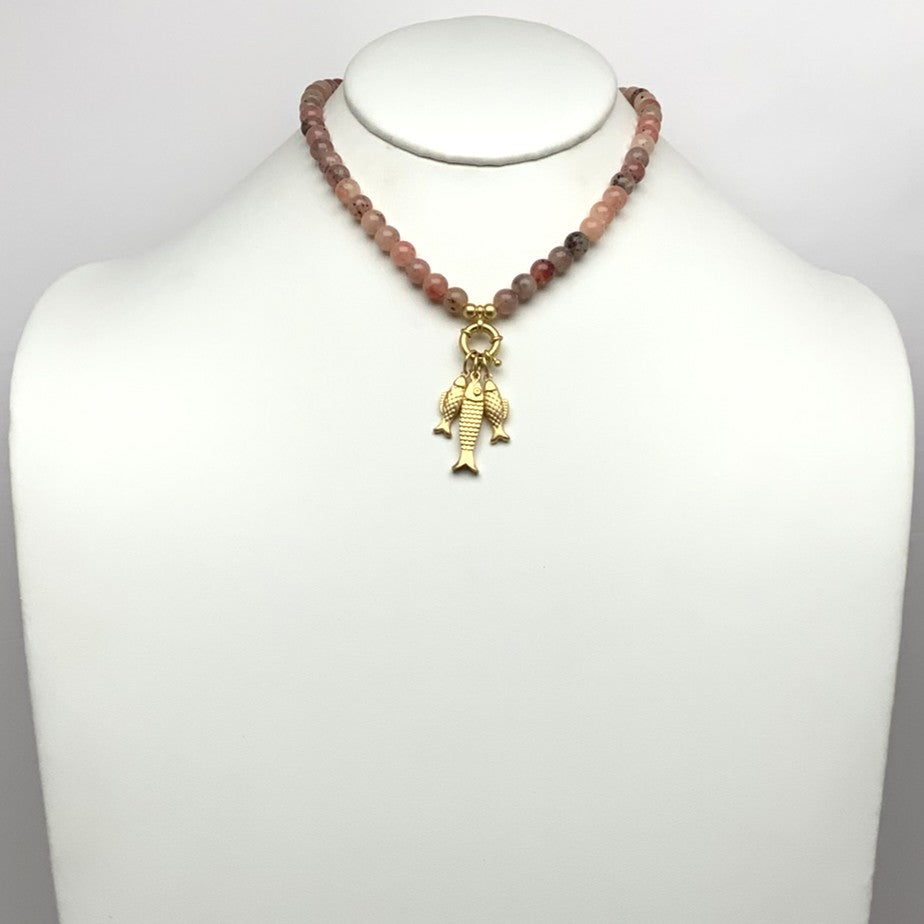 Beaded Fish Charm Necklace