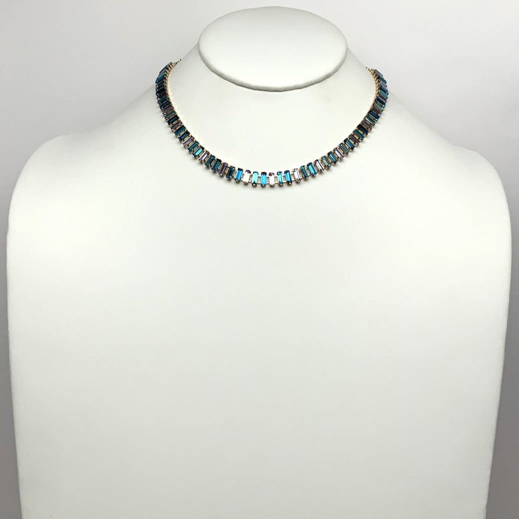 Flat Rectangle Crystal Necklace