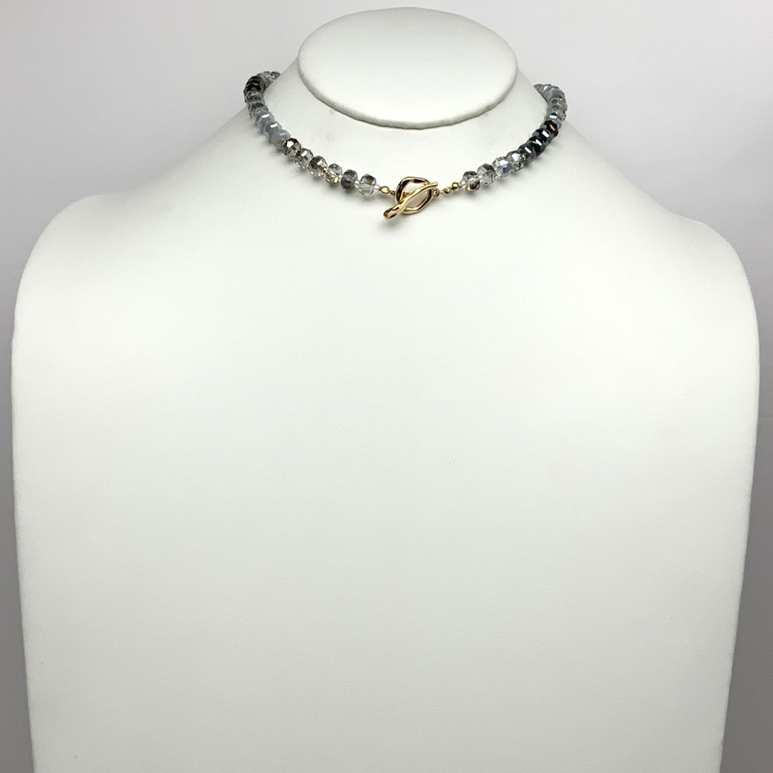 Short Crystal Beaded Toggle Necklace