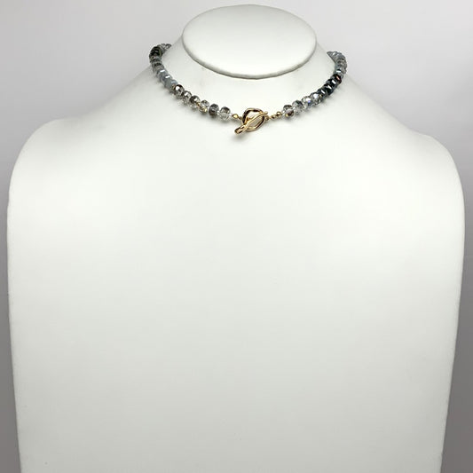 Short Crystal Beaded Toggle Necklace