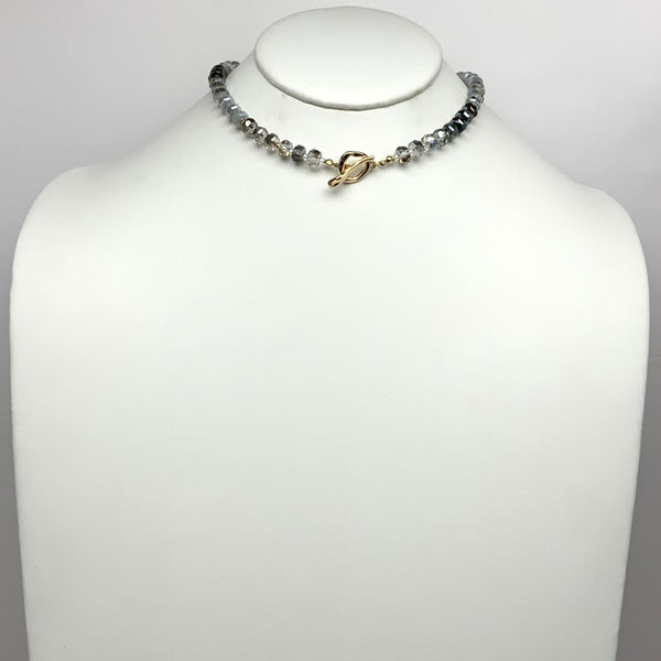 Short Crystal Beaded Toggle Necklace