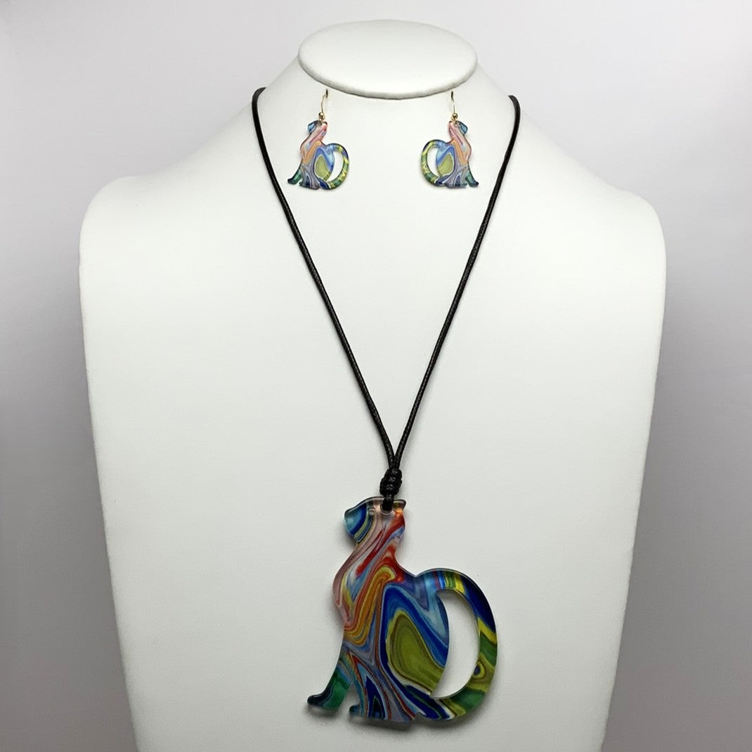 Lucite Cat Necklace Set