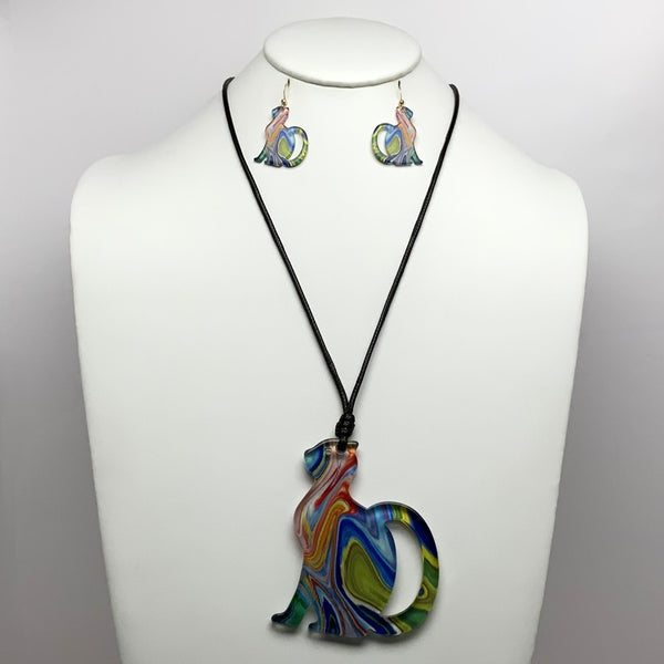 Lucite Cat Necklace Set