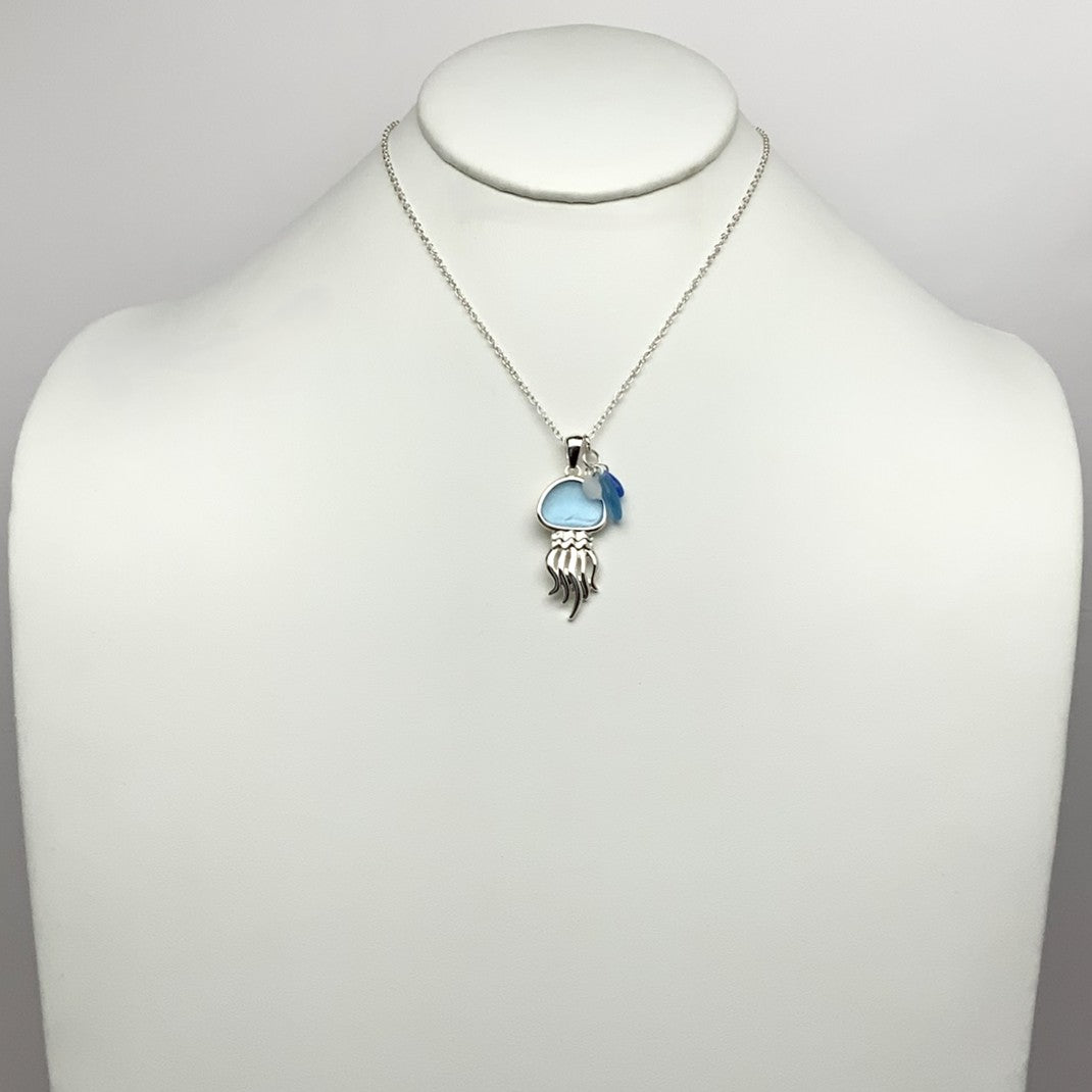Sea Glass Jellyfish Charm Necklace