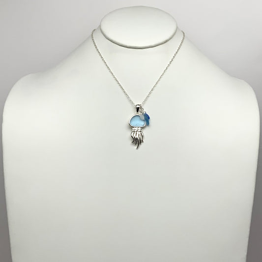 Sea Glass Jellyfish Charm Necklace