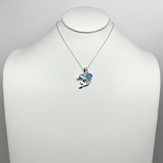 Sea Glass Dolphin Charm Necklace