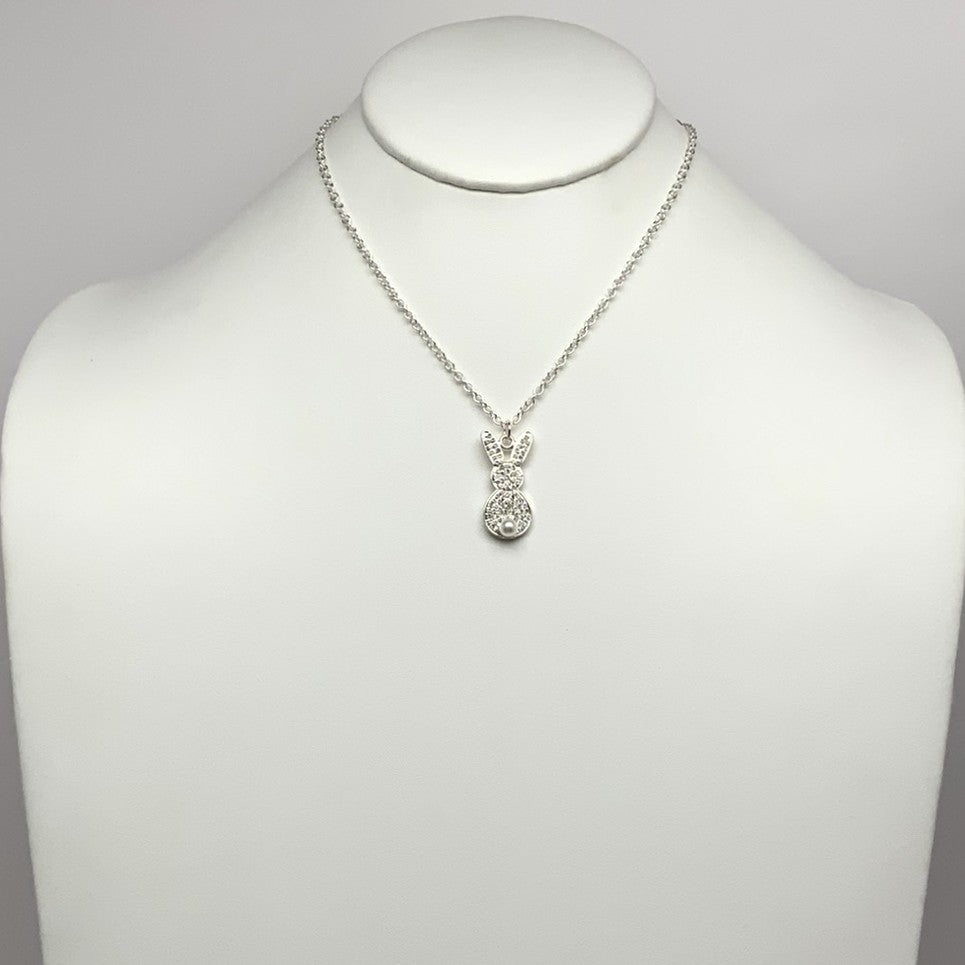 Crystal Bunny Pearl Tail Necklace