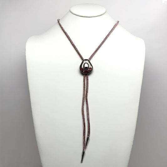 Crystal Cord Metal Piece Tassel Necklace