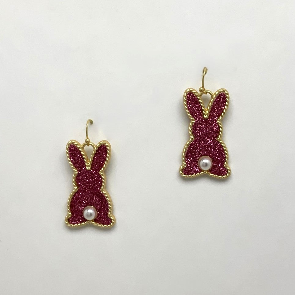 Glitter Pearl Bunny Earrings
