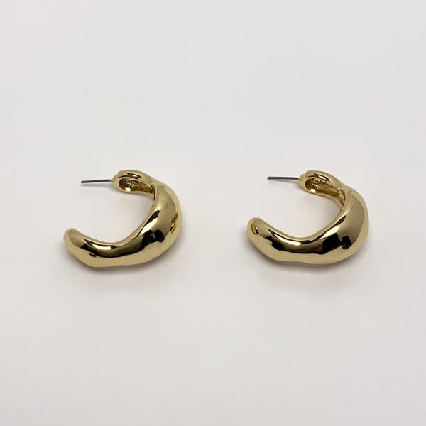 Chunky Wavy Textured Half Hoop Earrings