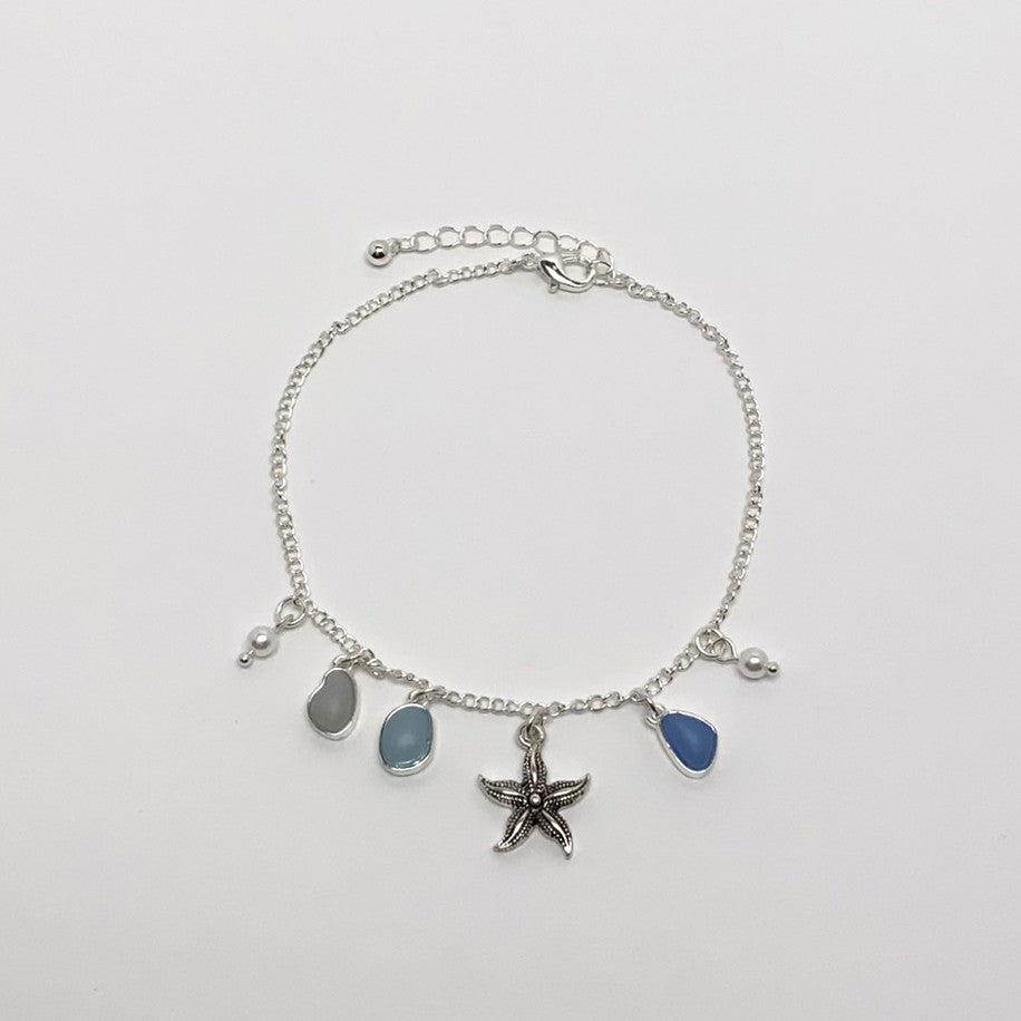 Sea Glass Charms w/Starfish Pendant