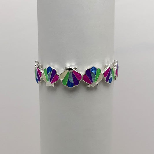 Split Color Clamshell Elastic Bracelet