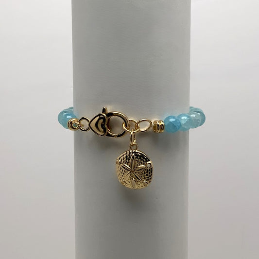 Beaded Sand Dollar Charm Clasp Bracelet