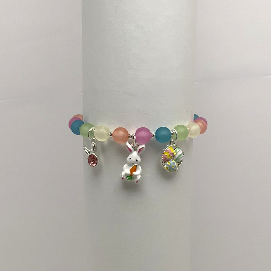 Beaded Easter Bunny Charm Bracelet