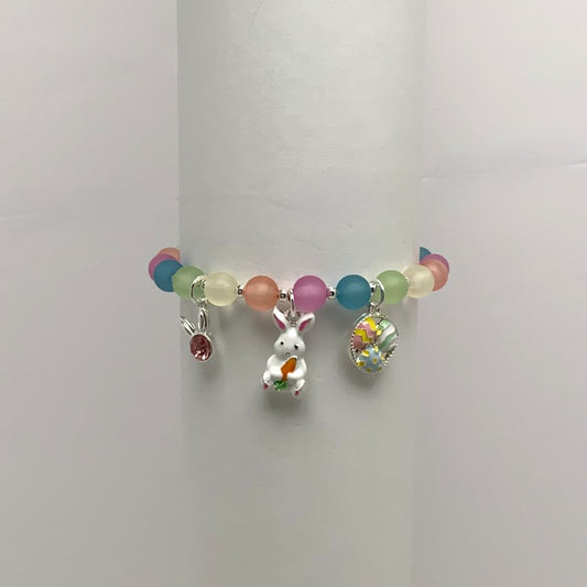 Beaded Easter Bunny Charm Bracelet