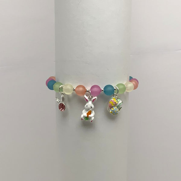 Beaded Easter Bunny Charm Bracelet