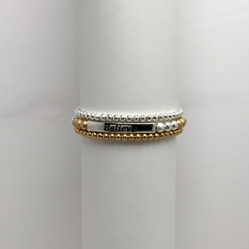 Beaded "Believe" Stack Bracelet