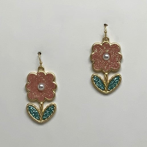 Glitter Flower Earrings