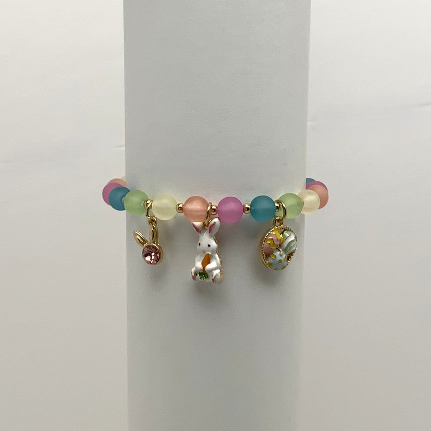 Beaded Easter Bunny Charm Bracelet