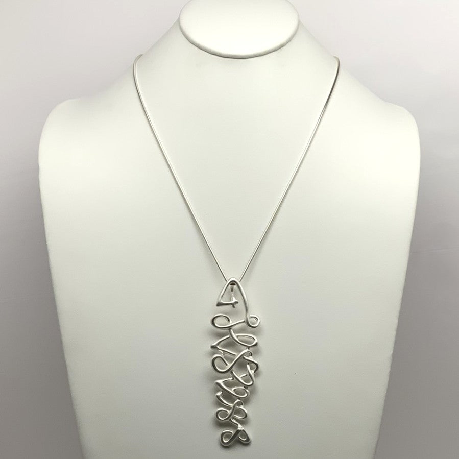 Long Snake Chain with Metal Squiggly Bonefish Pendant